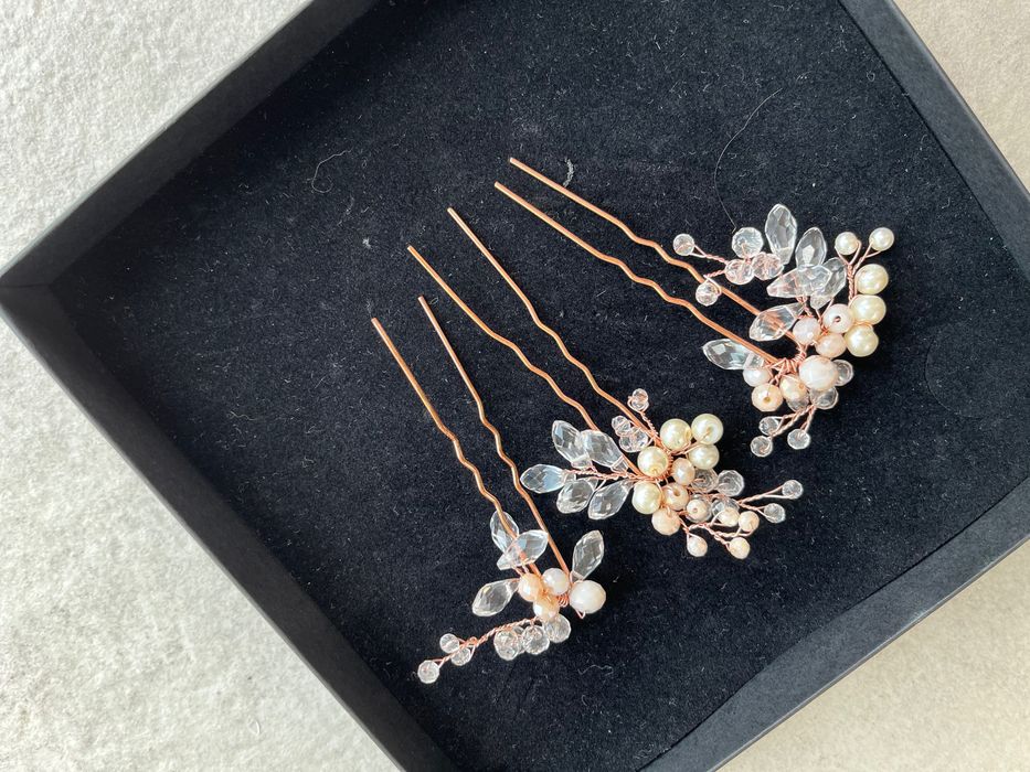 Kokówki rose gold spinki ślubne