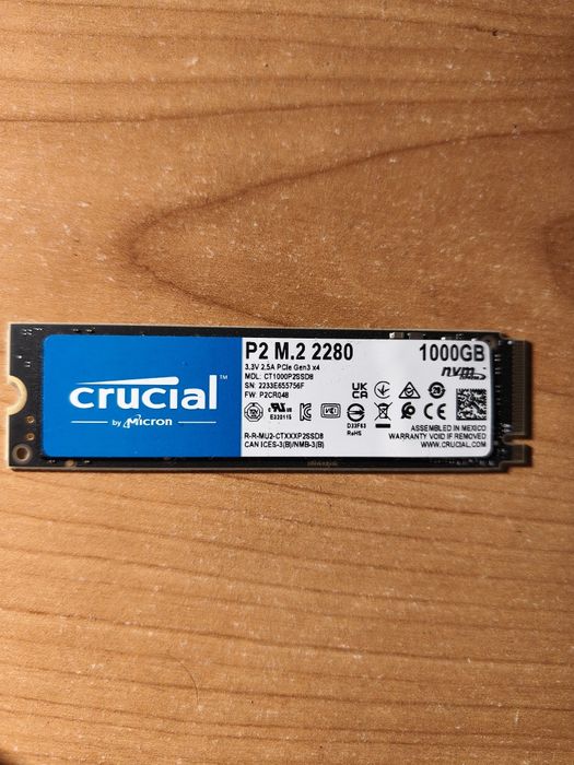 1TB NVMe CRUCIAL  PCIe Gen3 x4