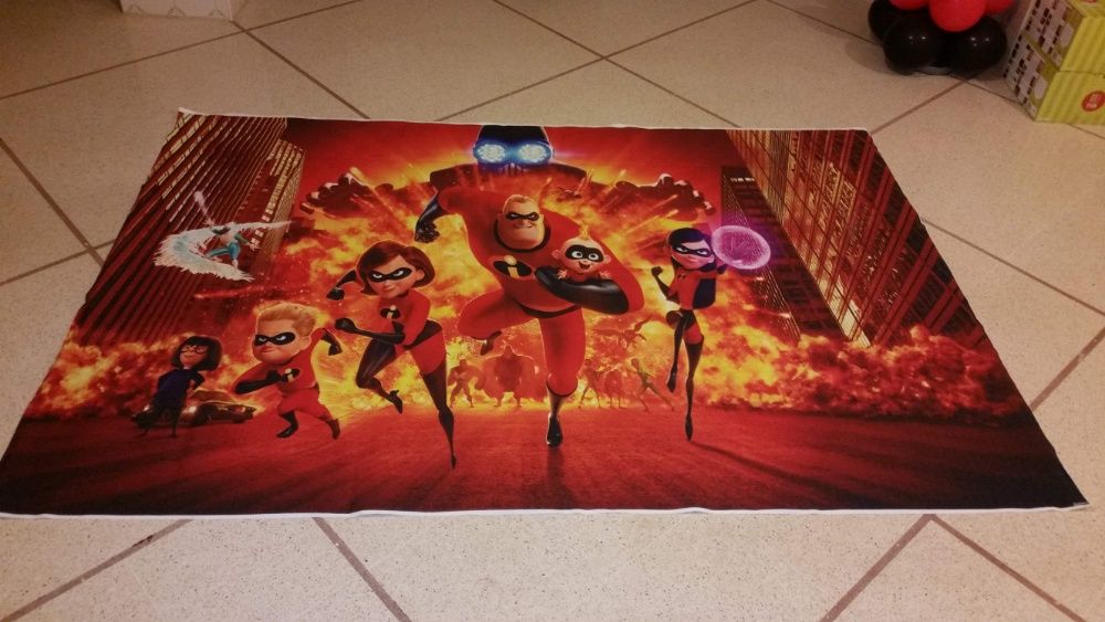 Tela em tecido os incríveis, the incredibles, festas de aniversário