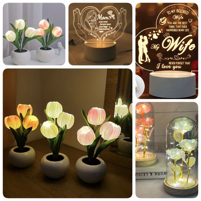 Подарунок на 8 березня, 3Д нічник тюльпан, сердечко, подарунок мамі