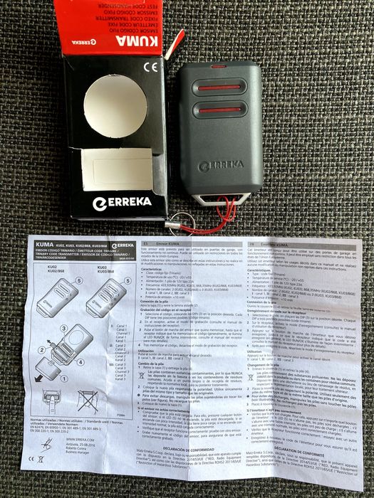 Comando emissor para controlar portões ERREKA KUMA KU02 (Novo)