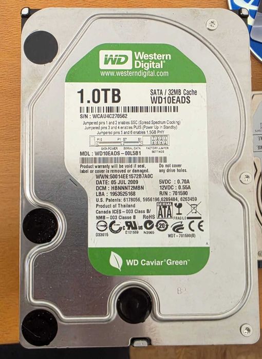 Disco Rígido Interno WD Caviar Green 1TB SATA 3.5"