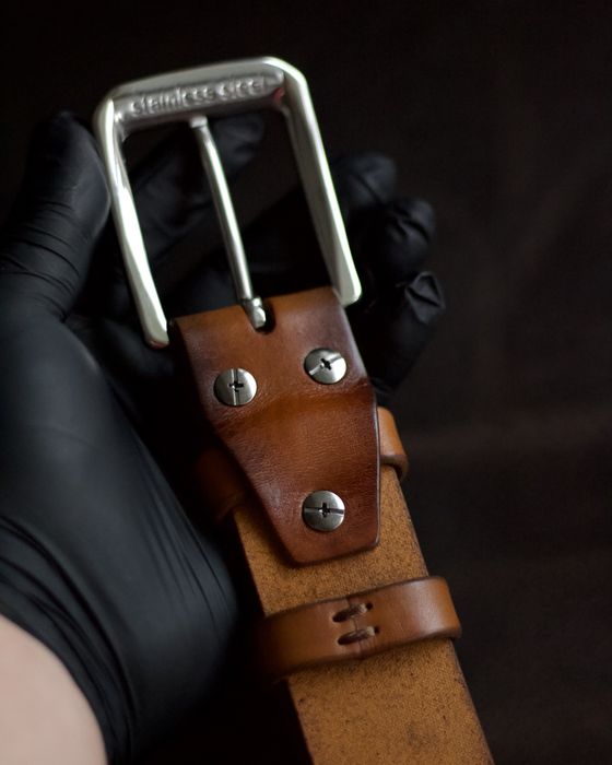 Стильний ремінь чоловічий шкіряний з градієнтом / Мужской ремень