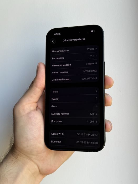 iPhone 15 128 Gb Black Neverlock АКБ 86% Физическая сим