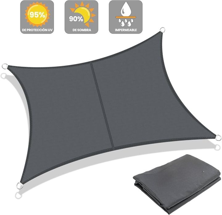 Żagiel przeciwsłoneczny wodoodporny, kwadratowy, 2,5x2,5 m antracyt