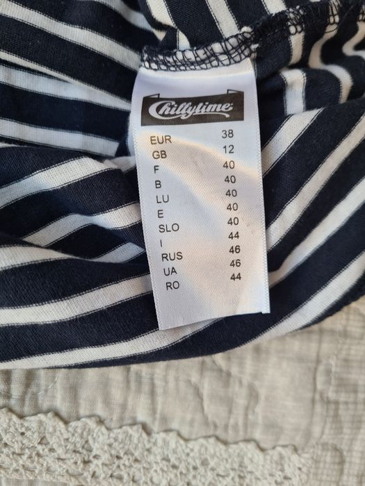 Sukienka krótka Chillytime 38 S M bawełna paski granatowo-białe nowa