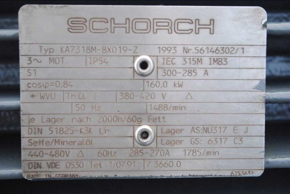 Silnik elektryczny 160kw. 1488obr./min. Schorch