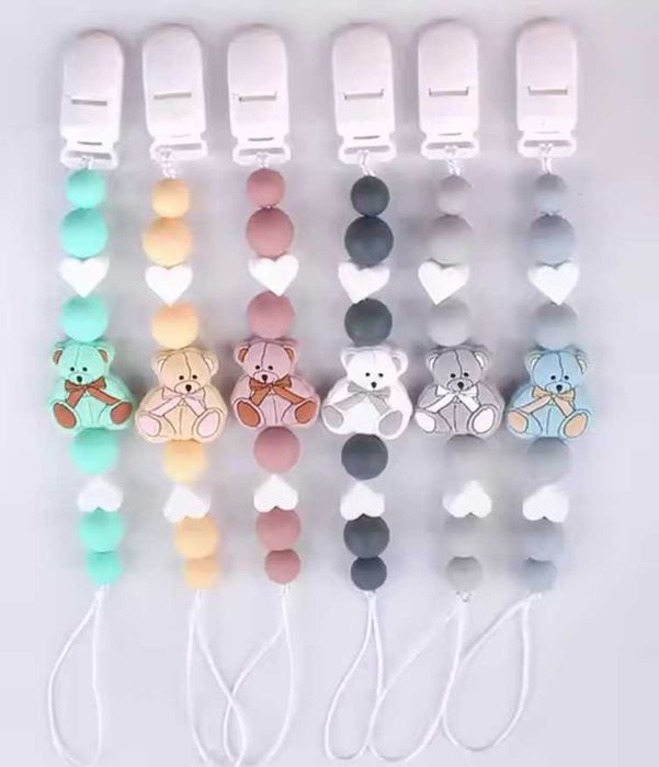 Prendedor de Chupeta Silicone Ursinho