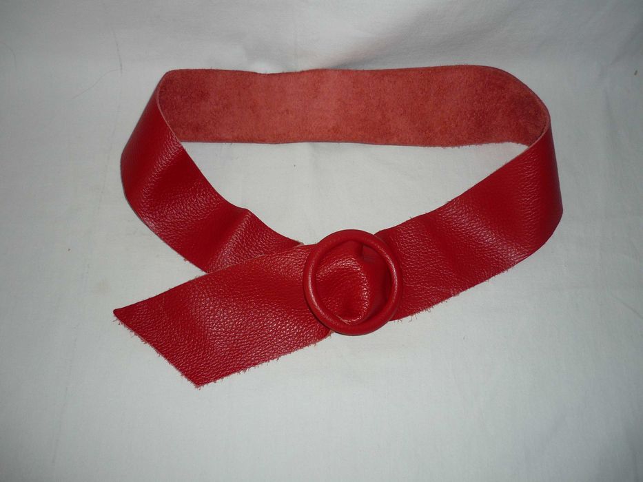 Made in Italy Genuine Leather червоний шкіряний м'який пояс кушак