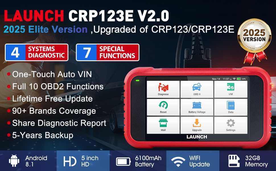 Launch CRP123E V2 Maquina Diagnóstico OBD Actualizações Grátis (NOVO)