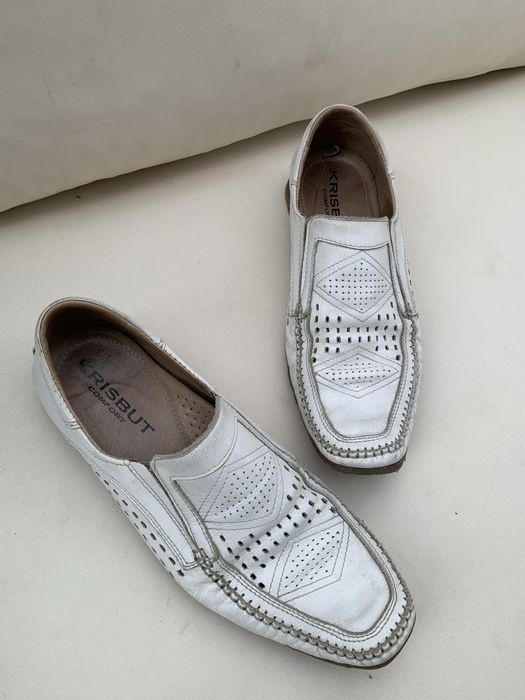 Buty mokasyny skorzane 41 białe Krisbut comfort