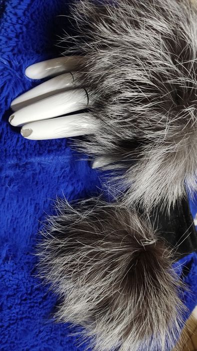 Rękawiczki bez palców skórzane obszyte futrem z lisa