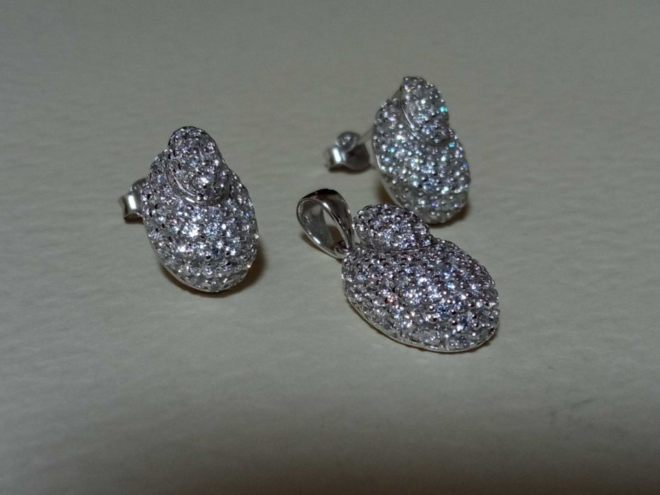 Elegancki komplet biżuterii Kolczyki zawieszka z cyrkoniami S925 8 g