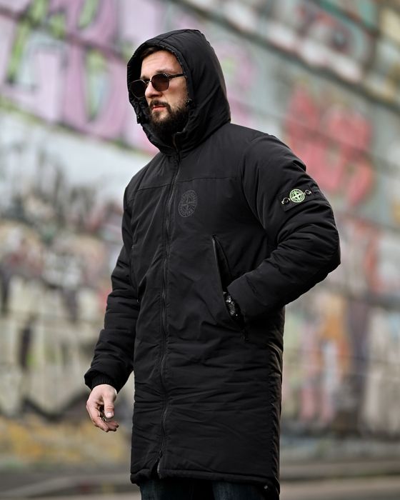Стильная зимняя куртка мужская, парка, зимова куртка чоловіча чорна