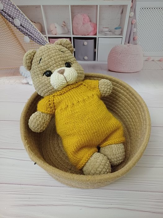 В'язаний ведмедик, плюшевий, м'яка іграшка, пряжа, Himalaya,  Dolce