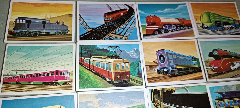 Lote de 15 antigos cromos Os Comboios