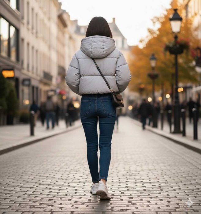 Куртка укорочена пуффер pull&bear стьобана пуховик