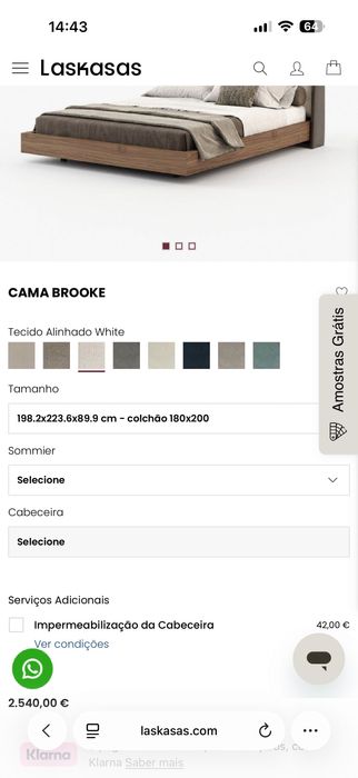 Cama, mesas de cabeceira Laskasas