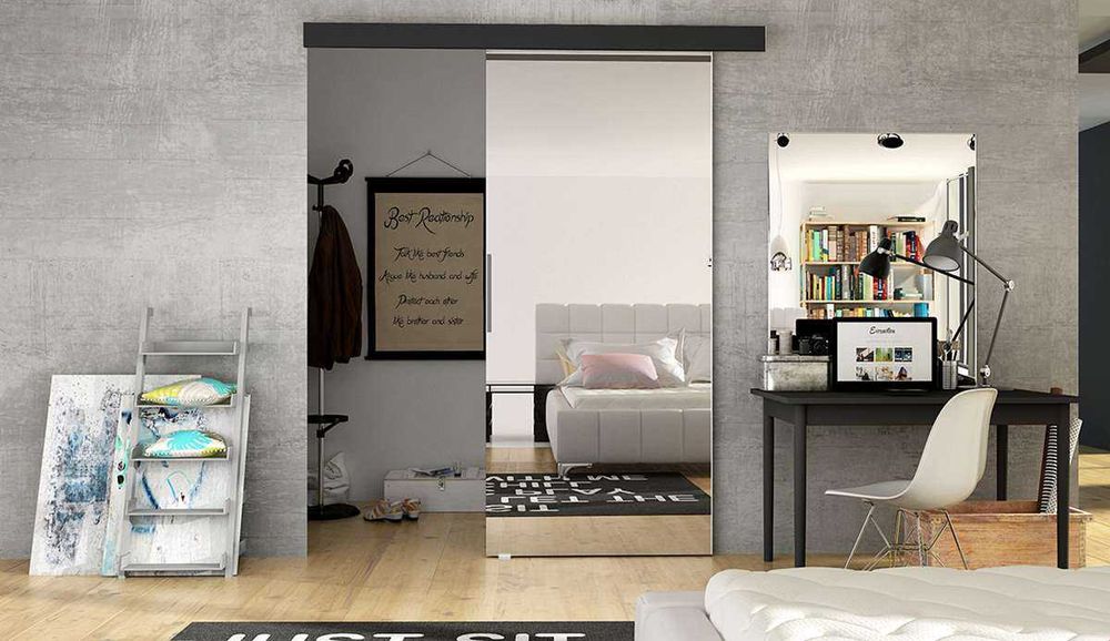 Drzwi przesuwne naścienne MARTI 2 LUSTRO 76 cm