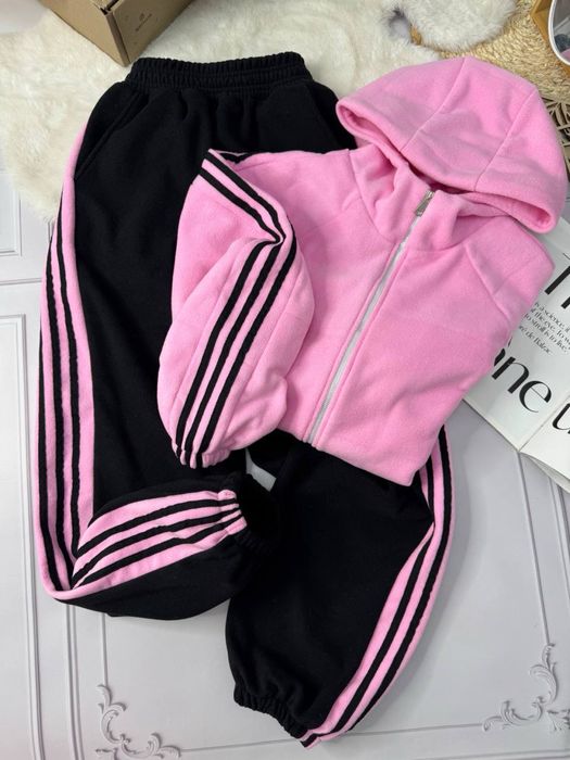 Теплий жіночий костюм Polar фліс з лампасами (худі зіп + штани)