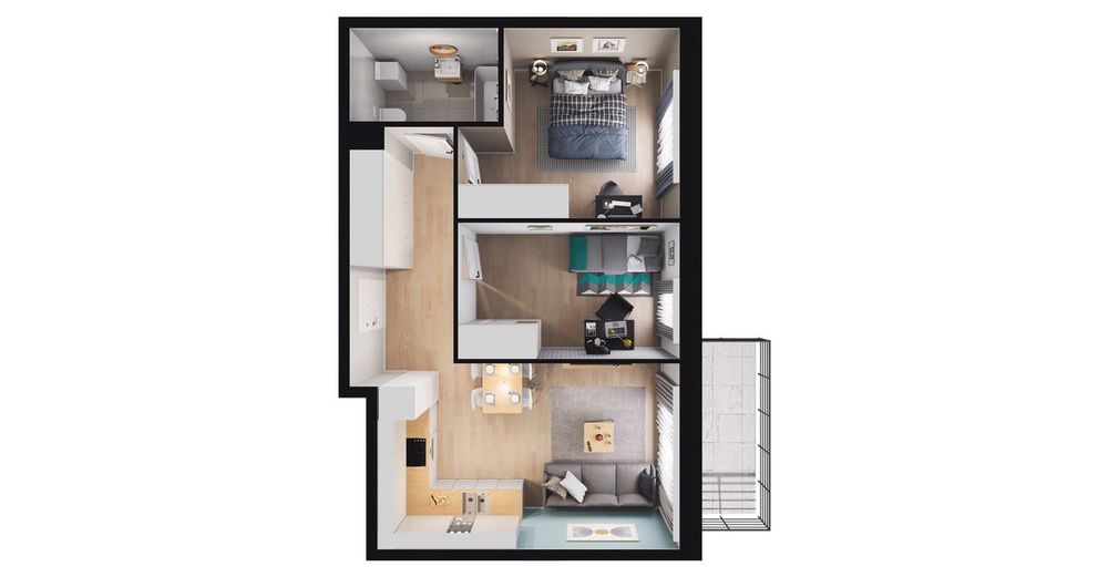 3-pokojowe mieszkanie 49m2 + loggia Bezpośrednio