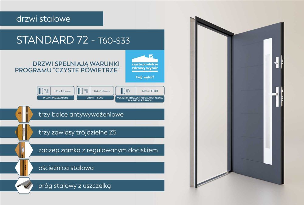 Drzwi zewnętrzne wejściowe do domu z montażem od ręki