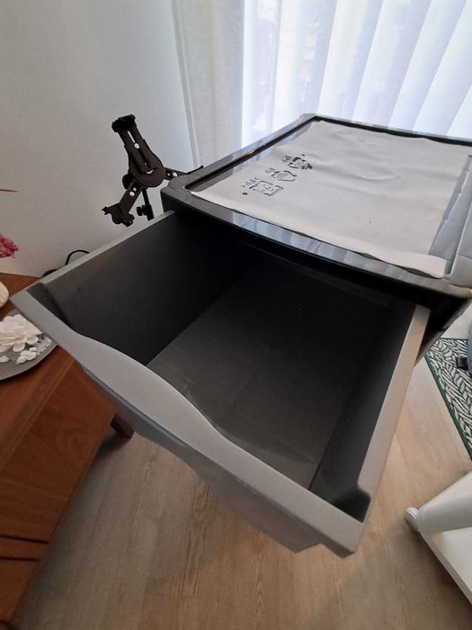 Módulo de arrumação com 4 gavetas preto e cinzento