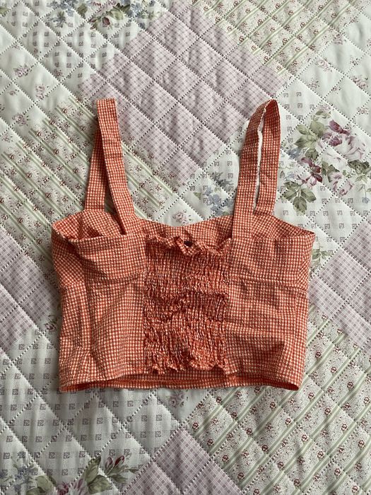 Top na ramiączka w kratkę S 36 zara coquette cottage