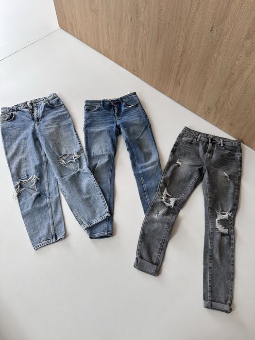 3 pary spodni jeansowych damskich rozmiar 38, stan bdb