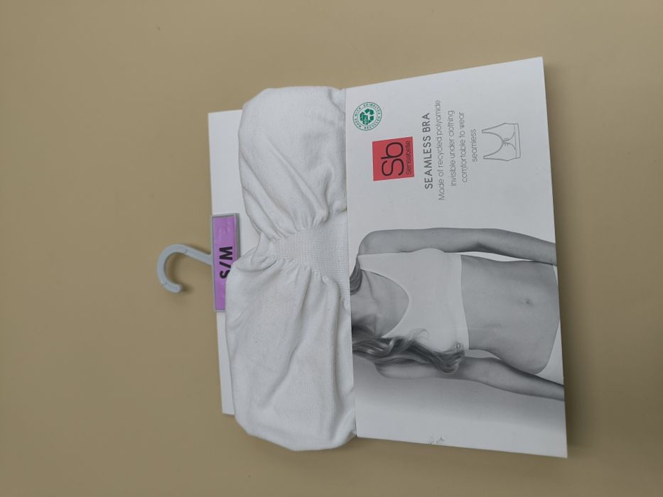 Biustonosz stanik sportowy bezszwowy bez fiszbin biały rozmiar S/M