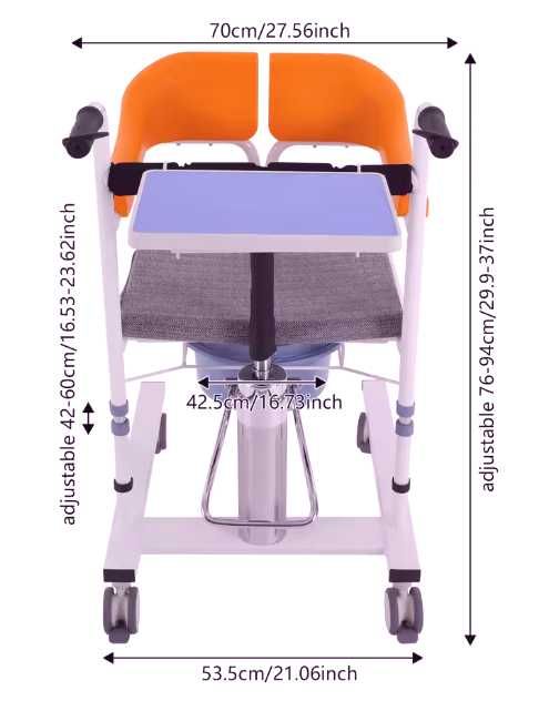 Cadeira de rodas de transferência, altura ajustável, para doentes NOVA