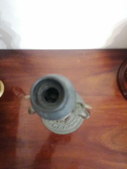 Rara Base de Candeeiro Antiga Revival Egípcio em Bronze