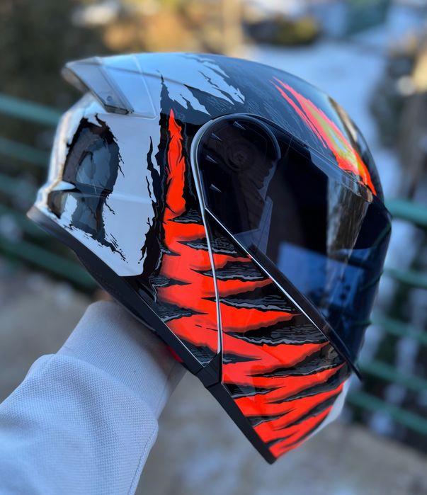 Якісний мотошолом  Модуляр Трансформер, із окулярами МТ білий з зубами