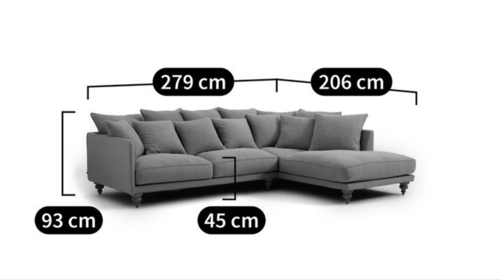 Sofá de canto cor cinzenta
