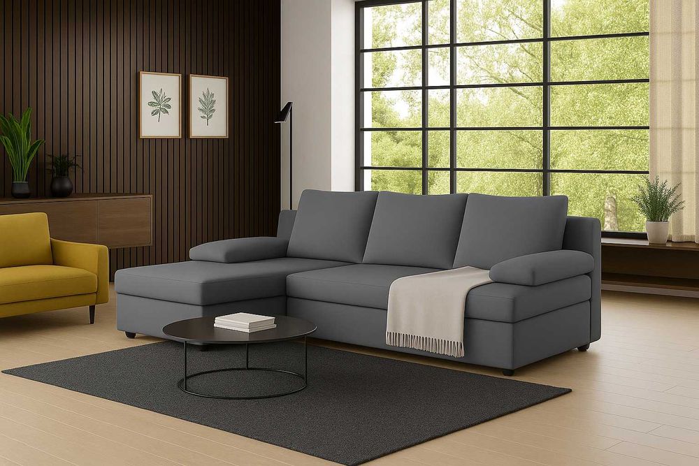 Narożnik Do Salonu BOSS Kanapa Sofa Rozkładana 2 Pojemniki Na Pościel