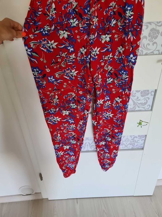 długi Kombinezon sukienka sinsey xl w kwiaty czerwony seksowny