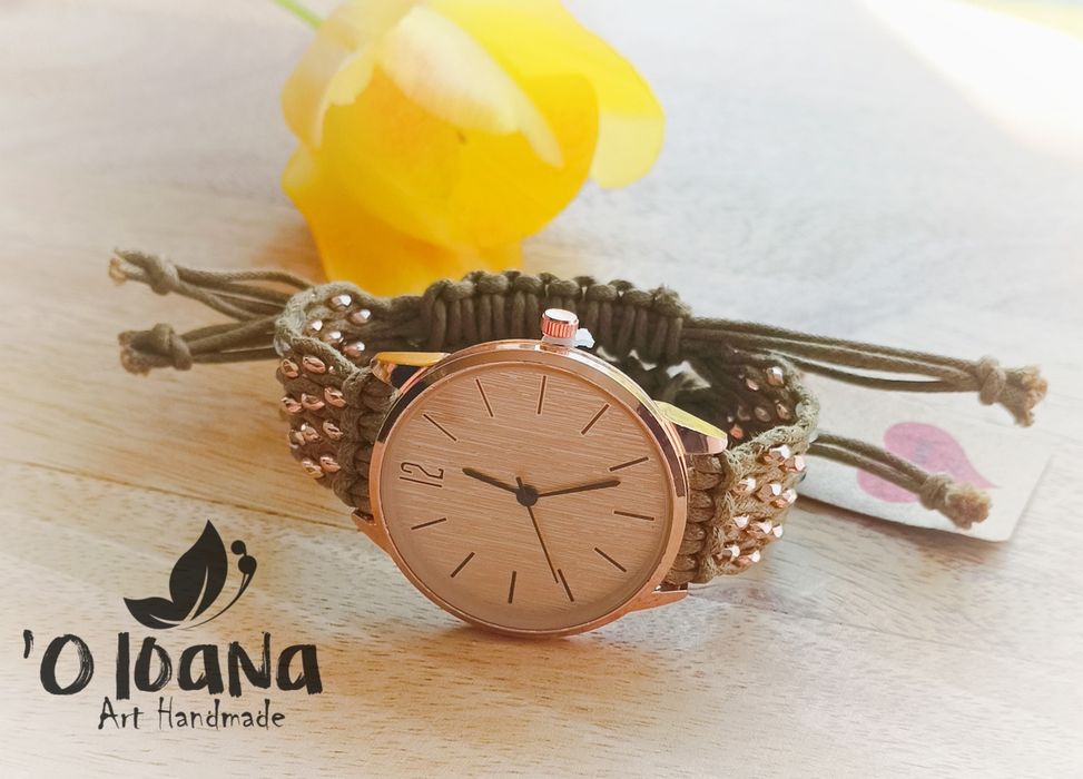 Zegarek handmade kryształ górski hematyt