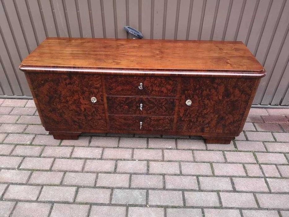 Komoda ART-DECO RTV Niska 134 Orzech Zgrabna Stara Antyk Po Renowacji.