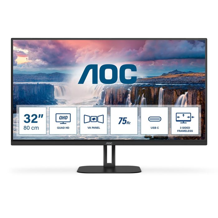Monitor AOC Q32V5CE/BK 32" QHD — Como Novo