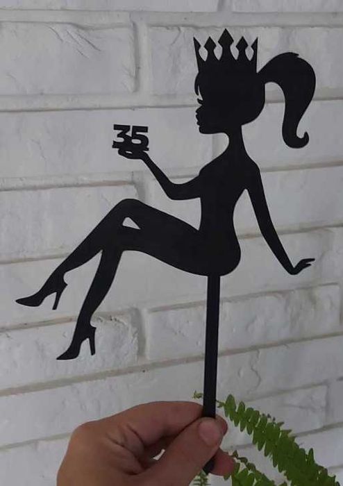 TOPPER na tort KOBIETA URODZINY 35 dekoracja w kwiaty 18 x 27 cm