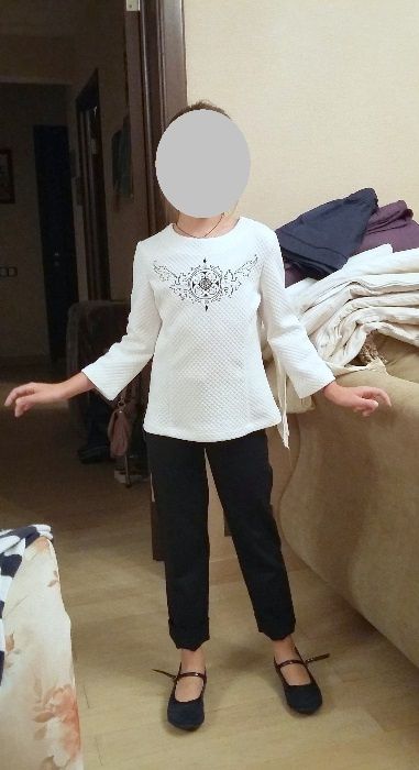 Блузка школьная белая Sasha на девочку на 8-9 лет
