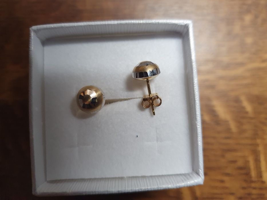Kolczyki złote 14K półkuleczki 1.29 gr
