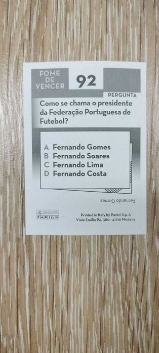 Cromo Panini FPF Portugal