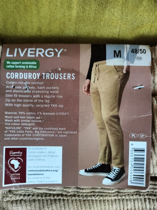 Męskie spodnie sztruksowe Livergy rozm. M/48-50