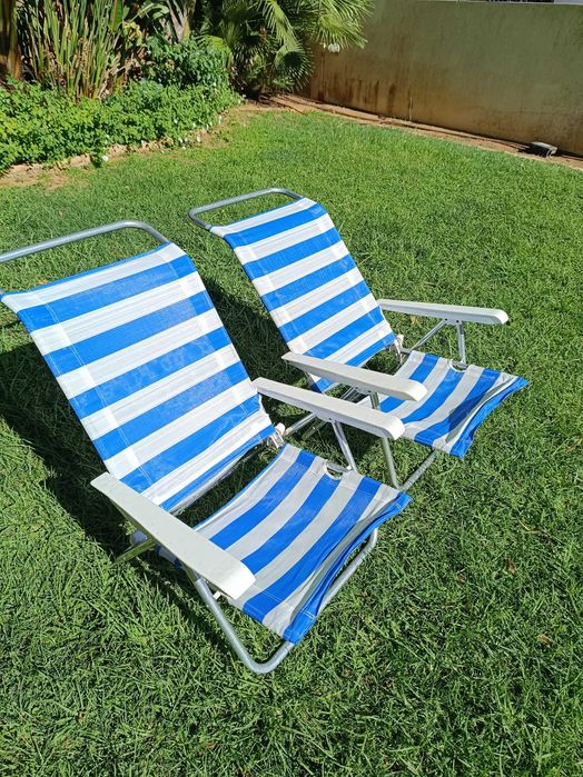 Conjunto de 2 Cadeiras de Praia / Jardim Reclináveis – Excelente Estado