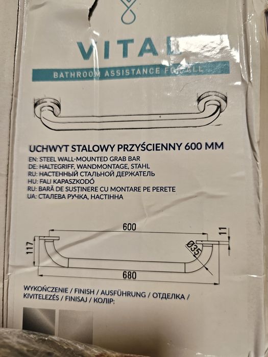 Uchwyt ścienny Vital 60cm srebrny nowy