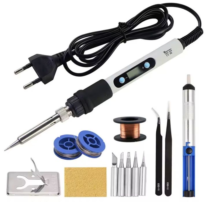Паяльник цифровой с мультиметром 80W t 480C° Набор для пайки + кейс