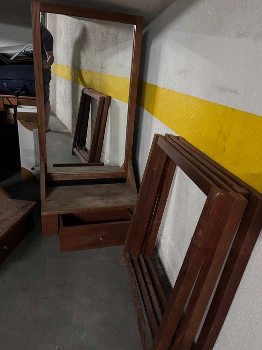 Espelho de Camarim Duplo Artesanal (Conjunto de 2) - C/ Gaveta e Luz