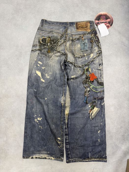 штаны штани ACNE STUDIOS painted printed jeans  S M l vetements balenciaga project gr protoocol index