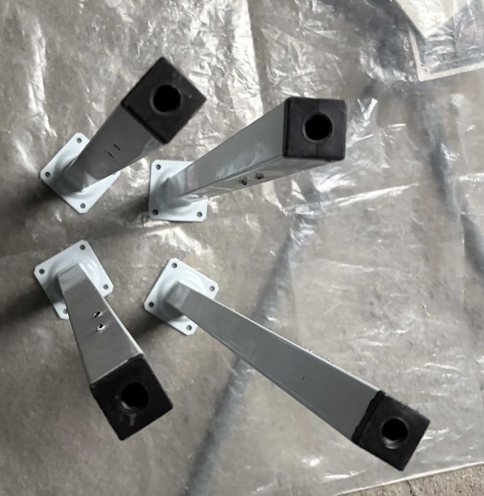 Conjunto 4 Pés de Mesa em Metal Branco (Perfil Quadrado)